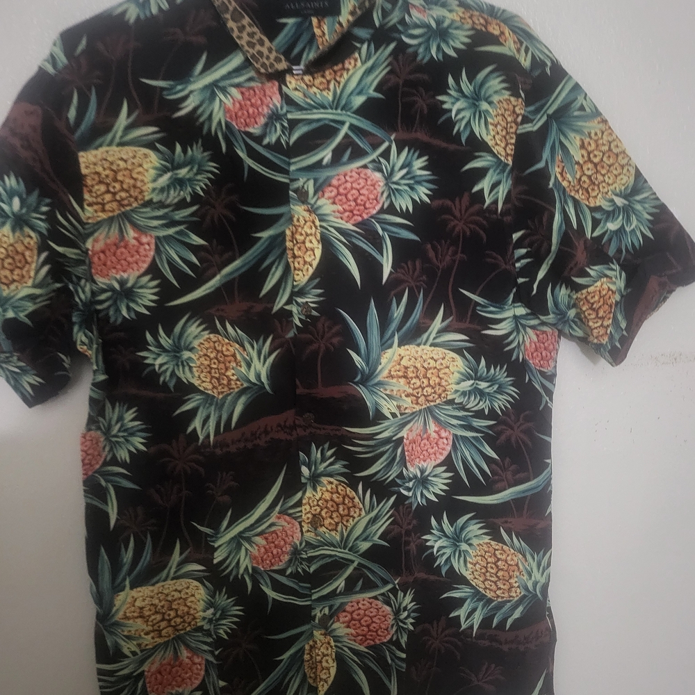 All Saints Black Pineapple Print Men's Shirt